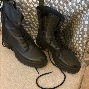 Black Lace-Up Combat Boots